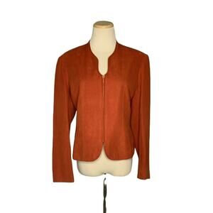 DRESSBARN Rusty Orange Suede Zip Jacket PL